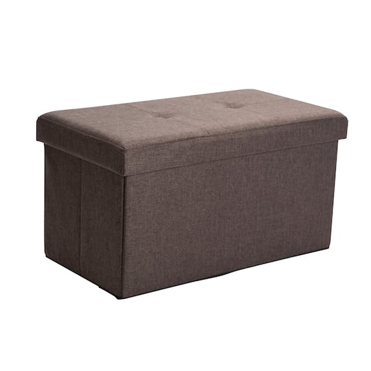 Simplify 30" Faux Linen Double Folding Storage Ottoman